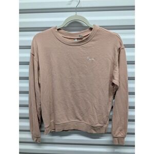 H&M Divided Sweatshirt Size S Womens Pink Love Embroidered Crewneck Pullover